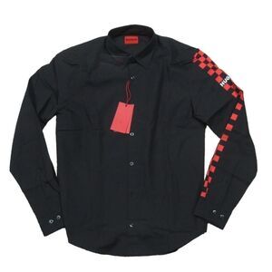 Hugo Boss Red Label Black Ermo Graphic Sleeve Slim Fit Button Down Shirt Small